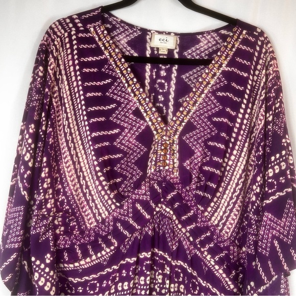 Eci New York kimono modest top Size: L Women's Purple Patterned Top - Picture 3 of 12